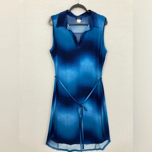 Cocomo Navy Soft Stretch V Neck Sleeveless Collar Belted Casual Dress size 2X - Picture 1 of 9